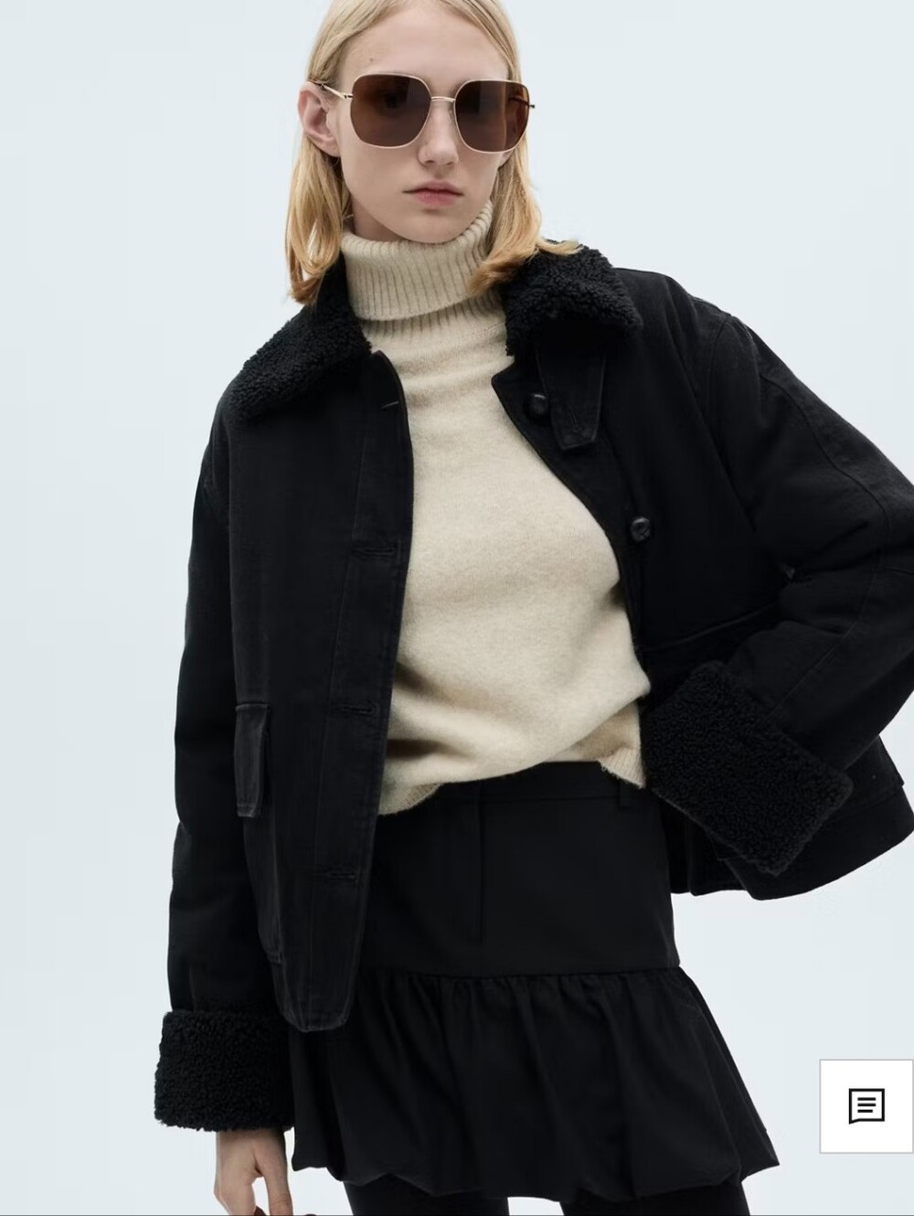 Mango Black Sherpa Collar Jacket - Women's Coat